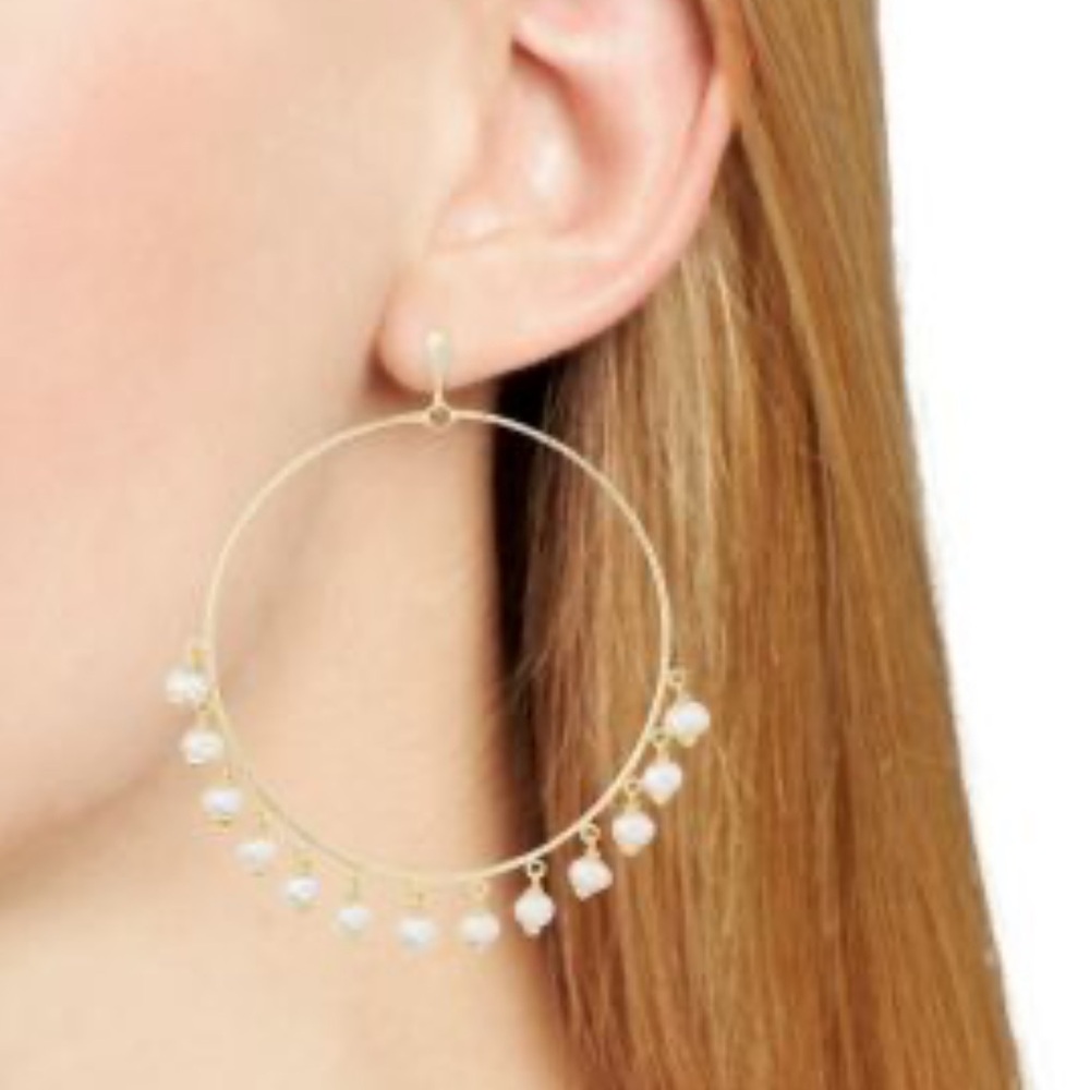 Kendra Scott Gold Hilty Hoop Earrings with White Accents